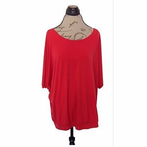 Lane Bryant Women's Blouse Plus Size 18-20 Red V-Neck Bell Sleeve Oiffice Wear